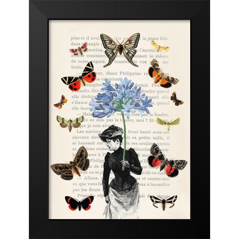 Lady of Butterflies Black Modern Wood Framed Art Print by Lamanche, Stef