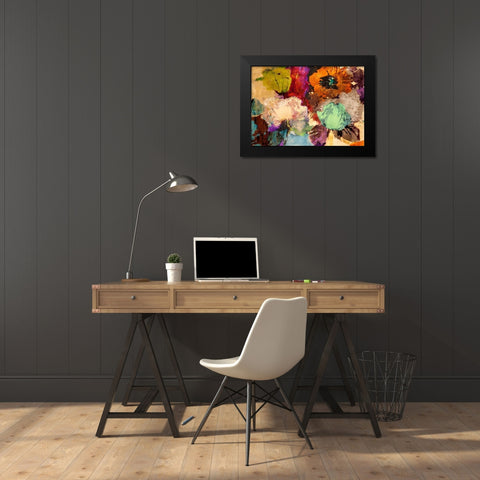 Floating Flowers Black Modern Wood Framed Art Print by Stone, Jim