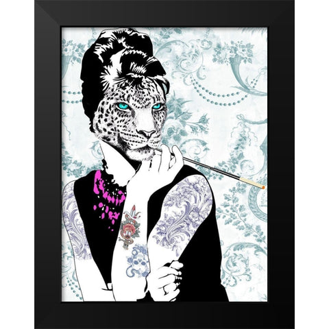 Smoking Diva Black Modern Wood Framed Art Print by Matt, Spencer