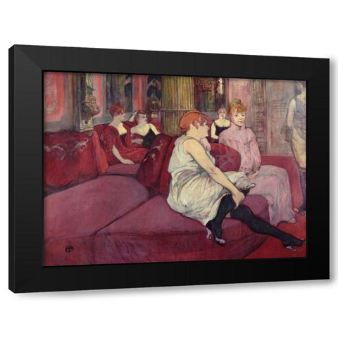 In the Salon at the Rue des Moulins Black Modern Wood Framed Art Print with Double Matting by de Toulouse-Lautrec, Henri