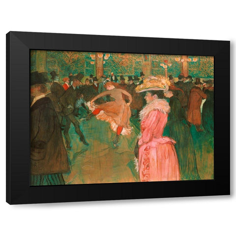 At the Moulin Rouge: The Dance Black Modern Wood Framed Art Print by Henri, Toulouse-Lautrec