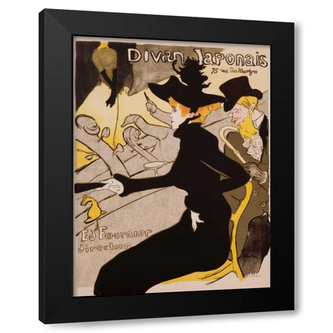 Divan Japonais Poster Black Modern Wood Framed Art Print by de Toulouse-Lautrec, Henri