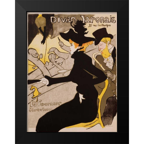 Divan Japonais Poster Black Modern Wood Framed Art Print by de Toulouse-Lautrec, Henri