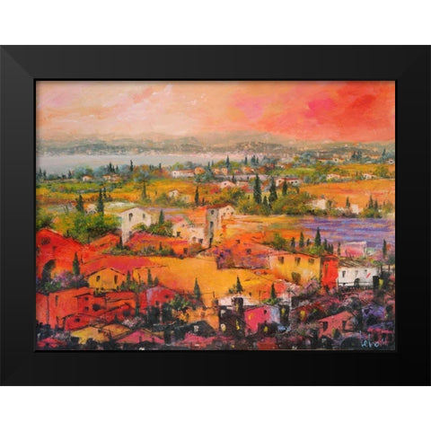 Villaggio delle praterie Black Modern Wood Framed Art Print by Marzari, Tebo