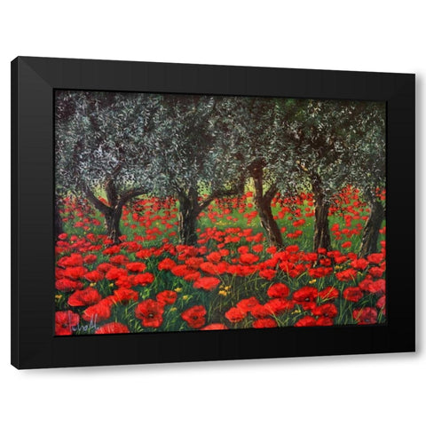 Papaveri sotto gli ulivi Black Modern Wood Framed Art Print by Marzari, Tebo