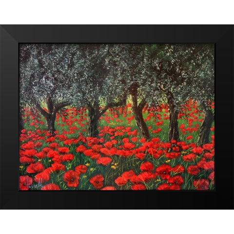 Papaveri sotto gli ulivi Black Modern Wood Framed Art Print by Marzari, Tebo