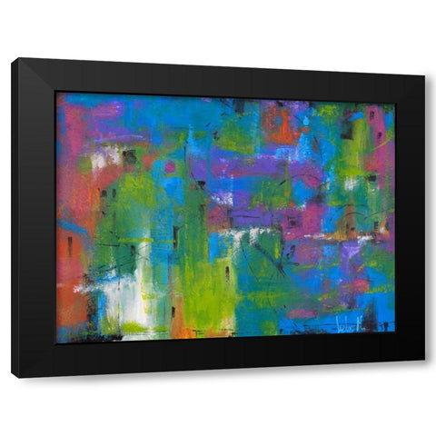 Quartiere colorato Black Modern Wood Framed Art Print with Double Matting by Marzari, Tebo