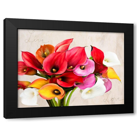 Live and Love Black Modern Wood Framed Art Print by Rizzardi, Teo