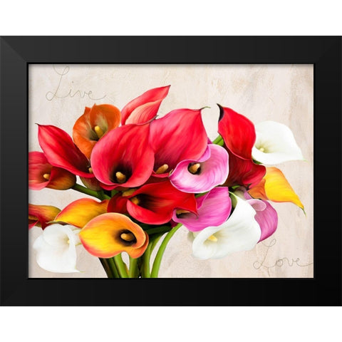 Live and Love Black Modern Wood Framed Art Print by Rizzardi, Teo