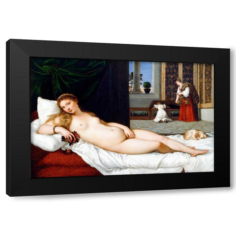 Venere di Urbino Black Modern Wood Framed Art Print by Tiziano