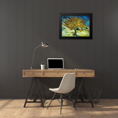 Mulberry Tree Black Modern Wood Framed Art Print by Van Gogh, Vincent