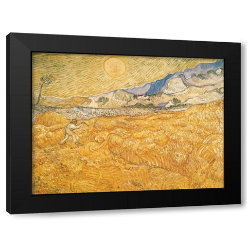 The Harvester Black Modern Wood Framed Art Print with Double Matting by van Gogh, Vincent