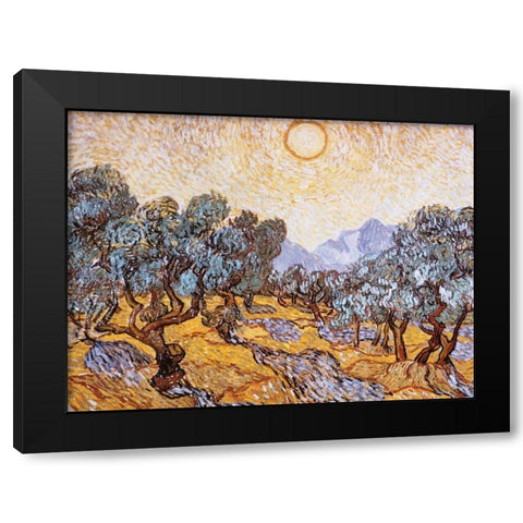 The Olive Trees Black Modern Wood Framed Art Print with Double Matting by Van Gogh, Vincent