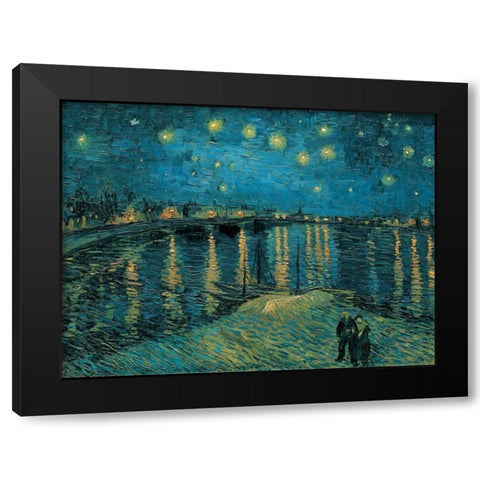 The Starry Night Black Modern Wood Framed Art Print with Double Matting by Van Gogh, Vincent