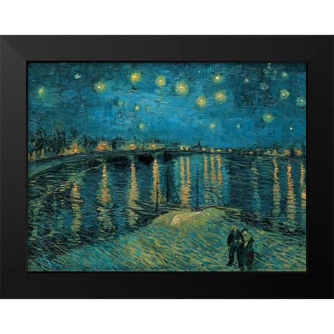 The Starry Night Black Modern Wood Framed Art Print by Van Gogh, Vincent