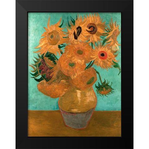 Sunflowers Black Modern Wood Framed Art Print by van Gogh, Vincent
