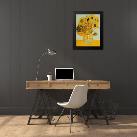 Sunflowers Black Modern Wood Framed Art Print by Van Gogh, Vincent
