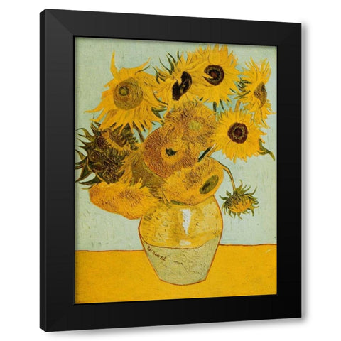Sunflowers Black Modern Wood Framed Art Print by Van Gogh, Vincent