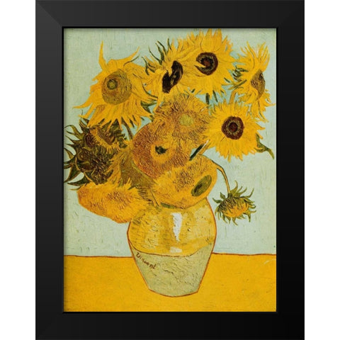 Sunflowers Black Modern Wood Framed Art Print by Van Gogh, Vincent