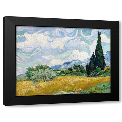 Wheat Field with Cypresses Black Modern Wood Framed Art Print with Double Matting by Van Gogh, Vincent