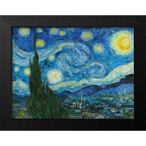 The Starry Night Black Modern Wood Framed Art Print by Van Gogh, Vincent