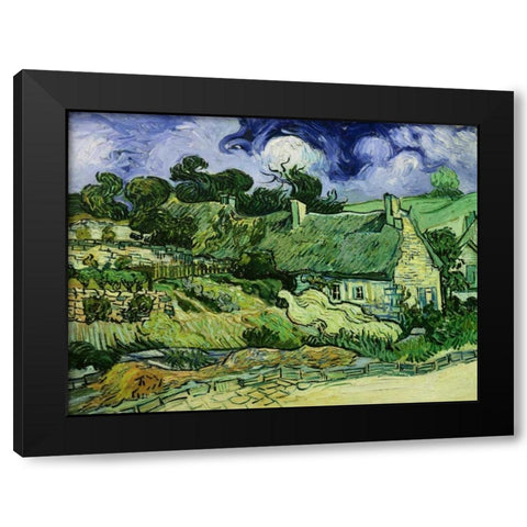 House with Straw Ceiling Cordeville Black Modern Wood Framed Art Print with Double Matting by Van Gogh, Vincent