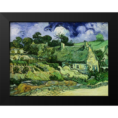 House with Straw Ceiling Cordeville Black Modern Wood Framed Art Print by Van Gogh, Vincent