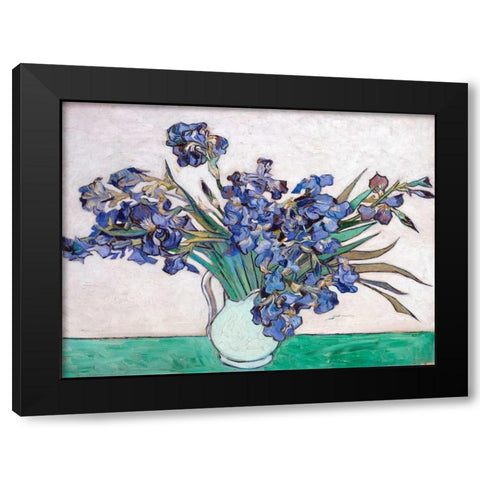Irises Black Modern Wood Framed Art Print with Double Matting by Van Gogh, Vincent