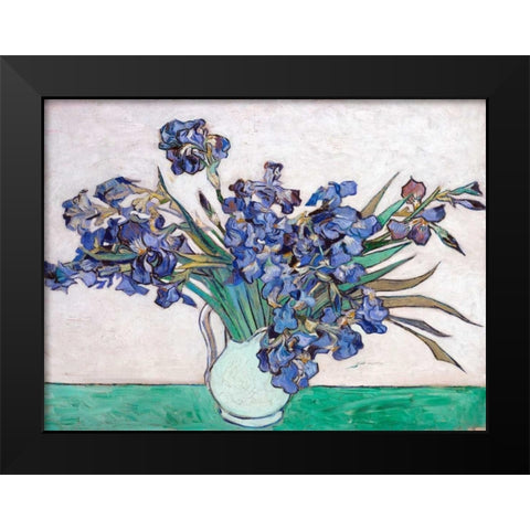 Irises Black Modern Wood Framed Art Print by Van Gogh, Vincent