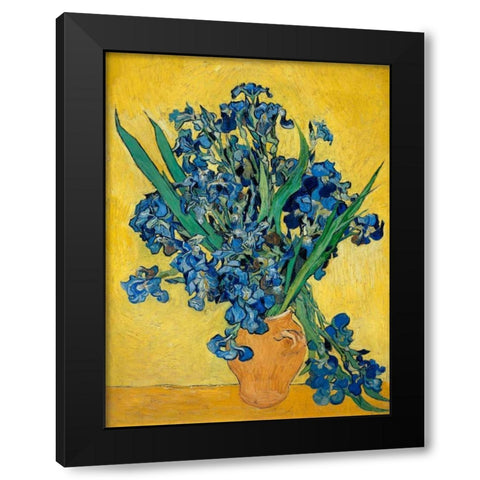 Irises Black Modern Wood Framed Art Print with Double Matting by Van Gogh, Vincent