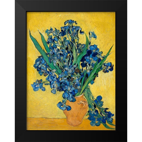 Irises Black Modern Wood Framed Art Print by Van Gogh, Vincent