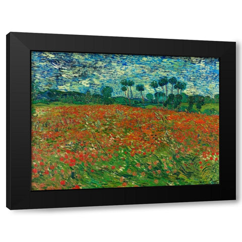 Poppy field Black Modern Wood Framed Art Print with Double Matting by Van Gogh, Vincent