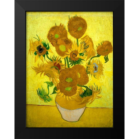 Zonnebloemen Black Modern Wood Framed Art Print by Van Gogh, Vincent