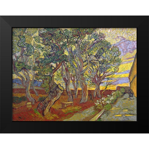 The garden of Saint Pauls Hospital Black Modern Wood Framed Art Print by van Gogh, Vincent