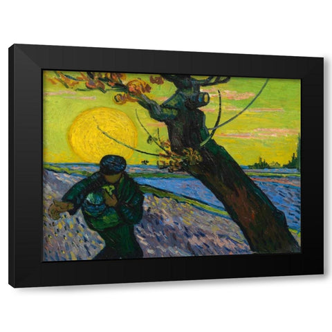 The sower Black Modern Wood Framed Art Print with Double Matting by van Gogh, Vincent