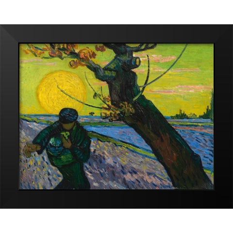 The sower Black Modern Wood Framed Art Print by van Gogh, Vincent