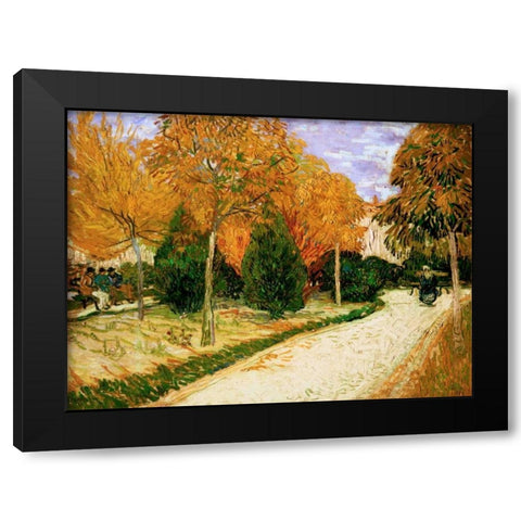 Garden in Autumn Black Modern Wood Framed Art Print by Van gogh, Vincent