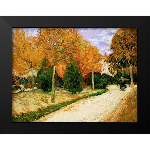 Garden in Autumn Black Modern Wood Framed Art Print by Van gogh, Vincent