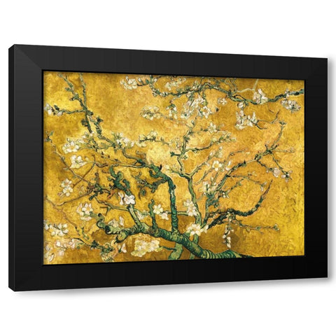 Mandorlo in fiore (gold variation) Black Modern Wood Framed Art Print by Van Gogh, Vincent