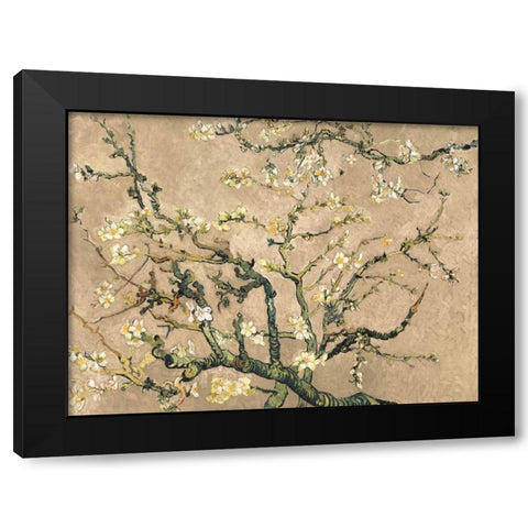 Mandorlo in fiore (beige variation) Black Modern Wood Framed Art Print by Van Gogh, Vincent