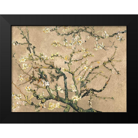 Mandorlo in fiore (beige variation) Black Modern Wood Framed Art Print by Van Gogh, Vincent