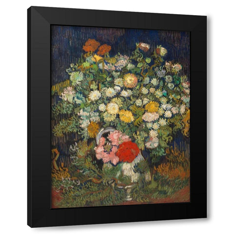 Bouquet of Flowers in a Vase Black Modern Wood Framed Art Print by van Gogh, Vincent