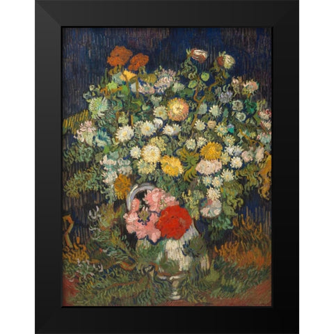 Bouquet of Flowers in a Vase Black Modern Wood Framed Art Print by van Gogh, Vincent