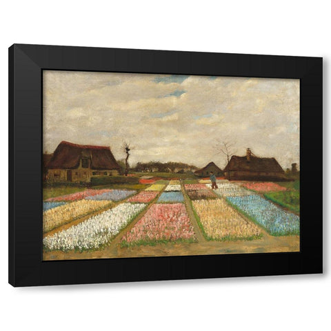 Flower Beds in Holland Black Modern Wood Framed Art Print by Vincent, van Gogh