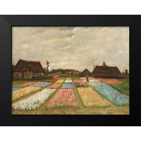 Flower Beds in Holland Black Modern Wood Framed Art Print by Vincent, van Gogh