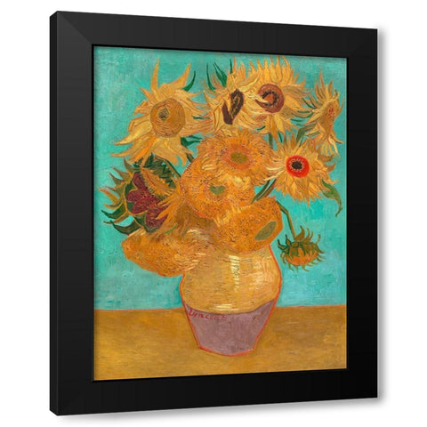 Sunflowers Black Modern Wood Framed Art Print by Vincent, van Gogh