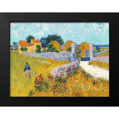 Farmhouse in Provence Black Modern Wood Framed Art Print by van Gogh, Vincent