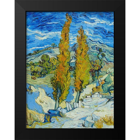 The Poplars at Saint-Remy Black Modern Wood Framed Art Print by van Gogh, Vincent