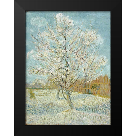 The Pink Peach Tree Black Modern Wood Framed Art Print by van Gogh, Vincent