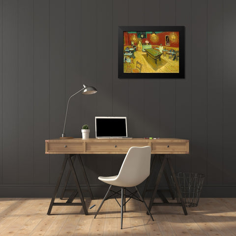 The Night Cafe (detail) Black Modern Wood Framed Art Print by van Gogh, Vincent
